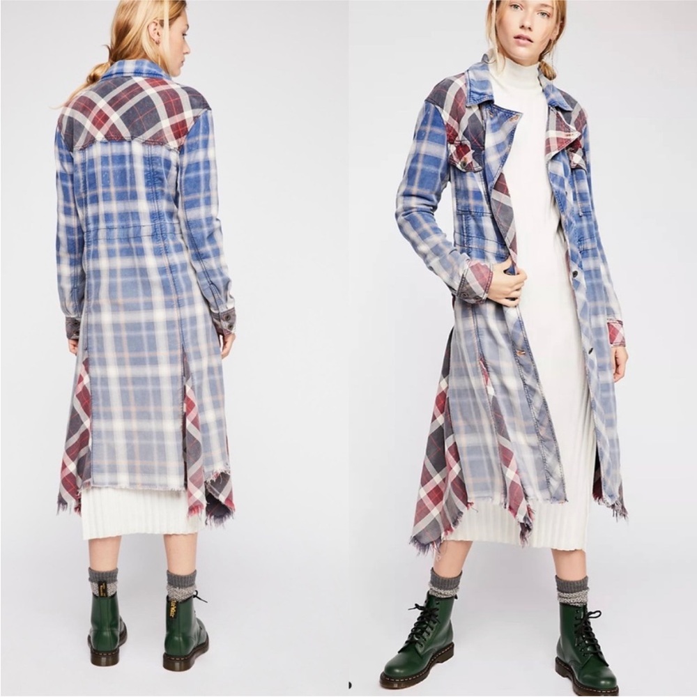 Free People Blue Swing Plaid Shirt Jacket Women’s Sz XS